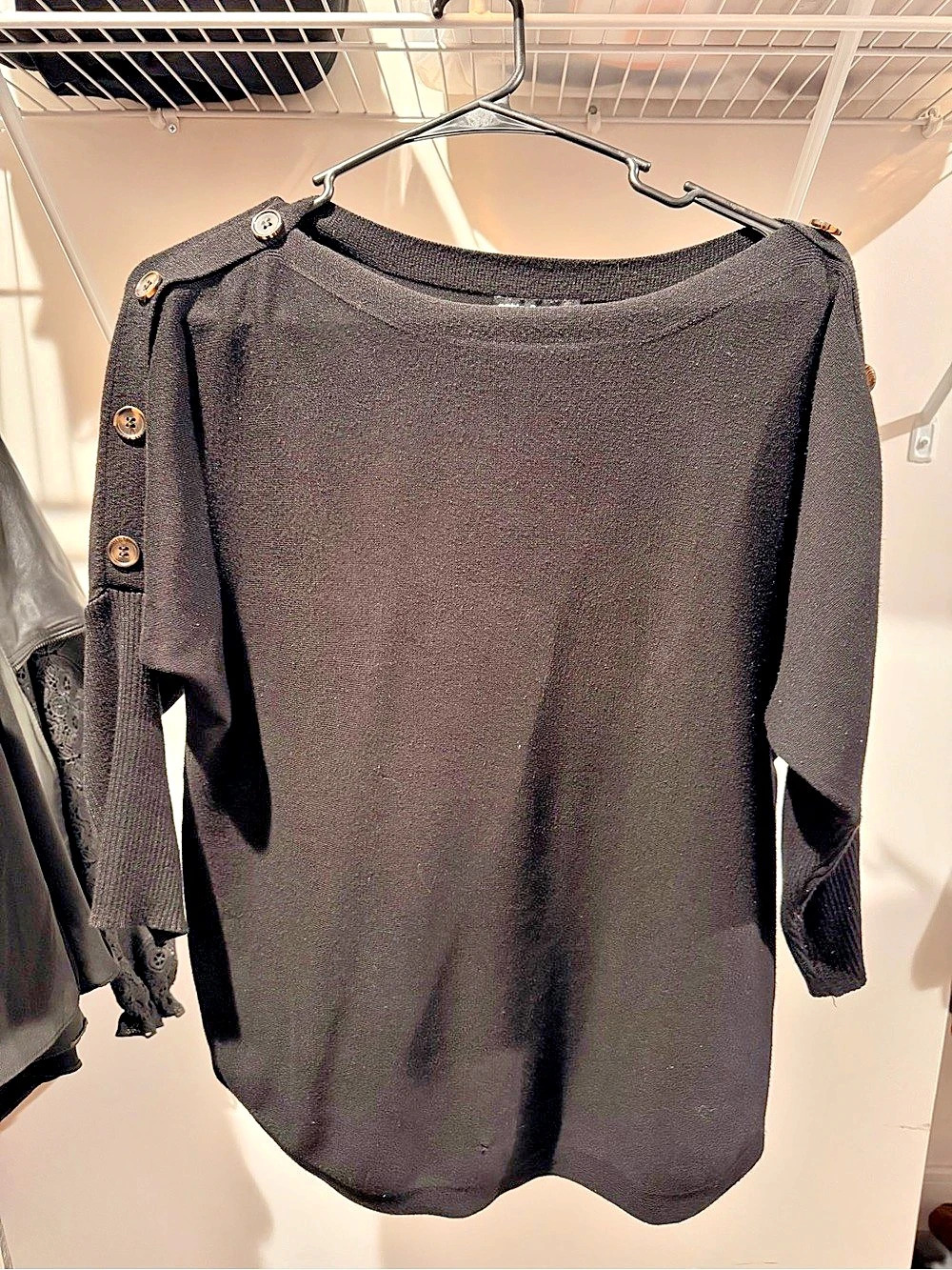 Cable & Gauge Black Button Sleeve Sweater